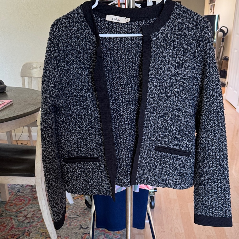 Elodie Black and Gray Textured Blazer